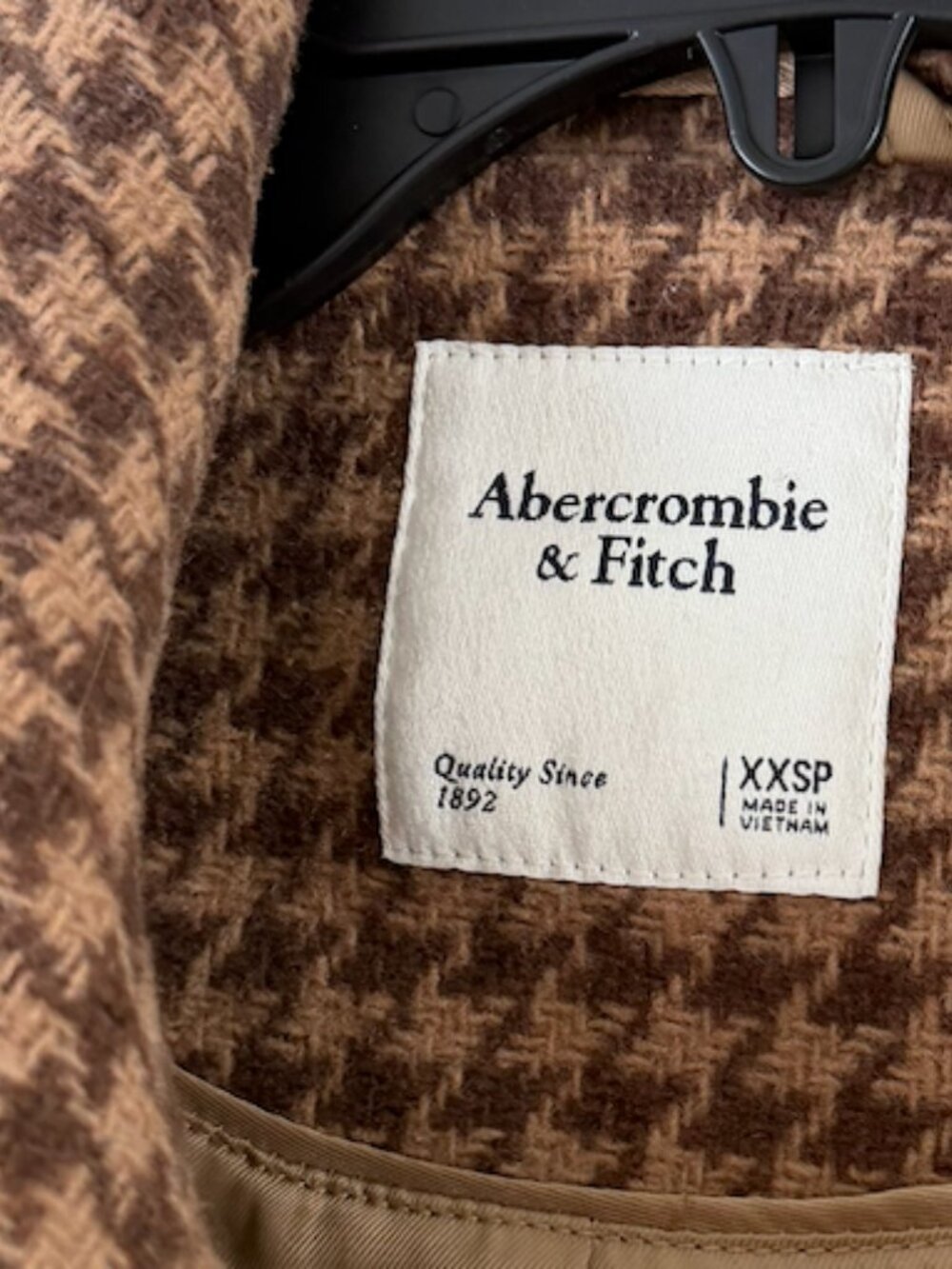Abercrombie & Fitch Houndstooth Wool Blend Coat XXSP - Picture 2 of 2